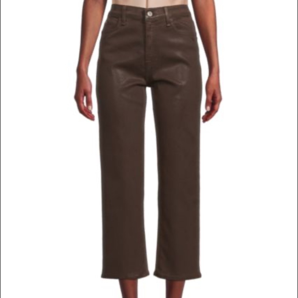 HUDSON Noa Mid Rise Coated Cropped Straight Jeans